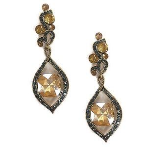 Erinite & Champange Crystal Earrings, NWT
